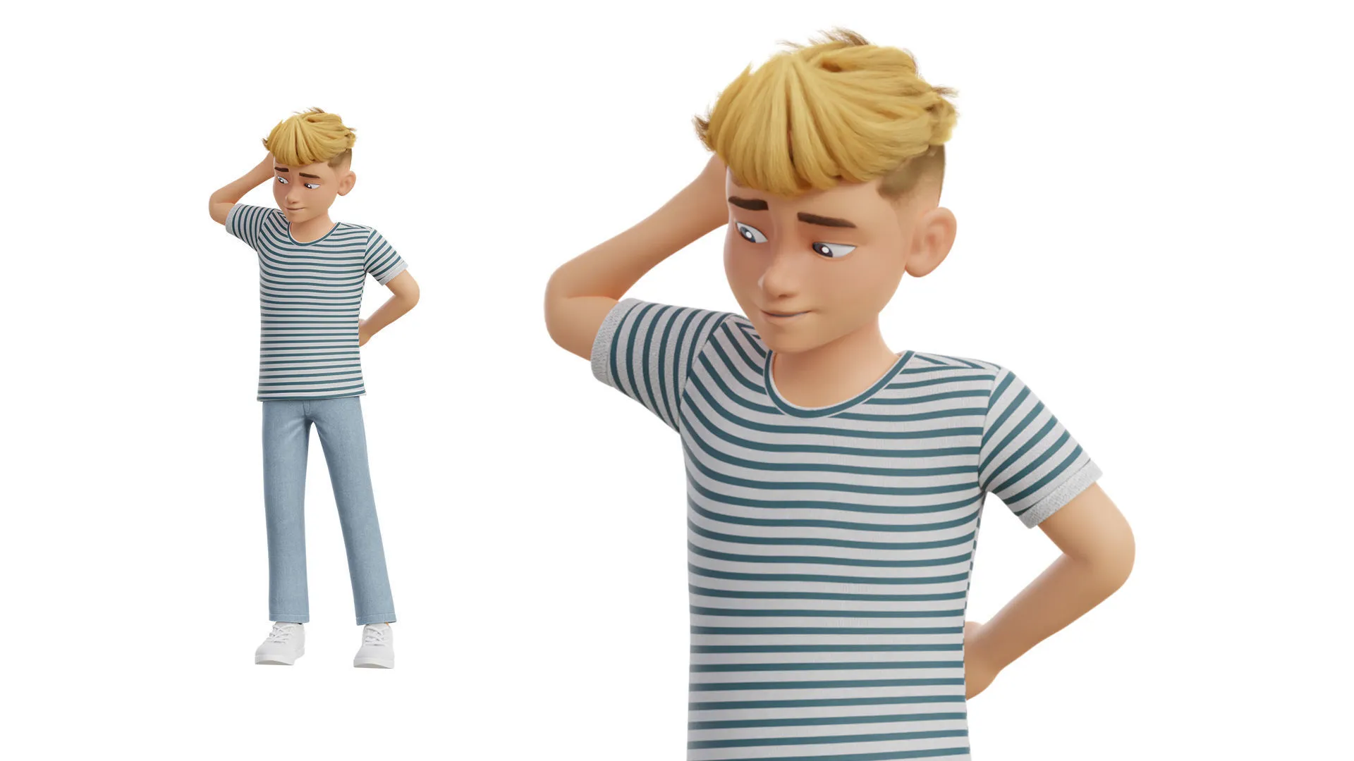 Cartoon White Teen Boy render 3